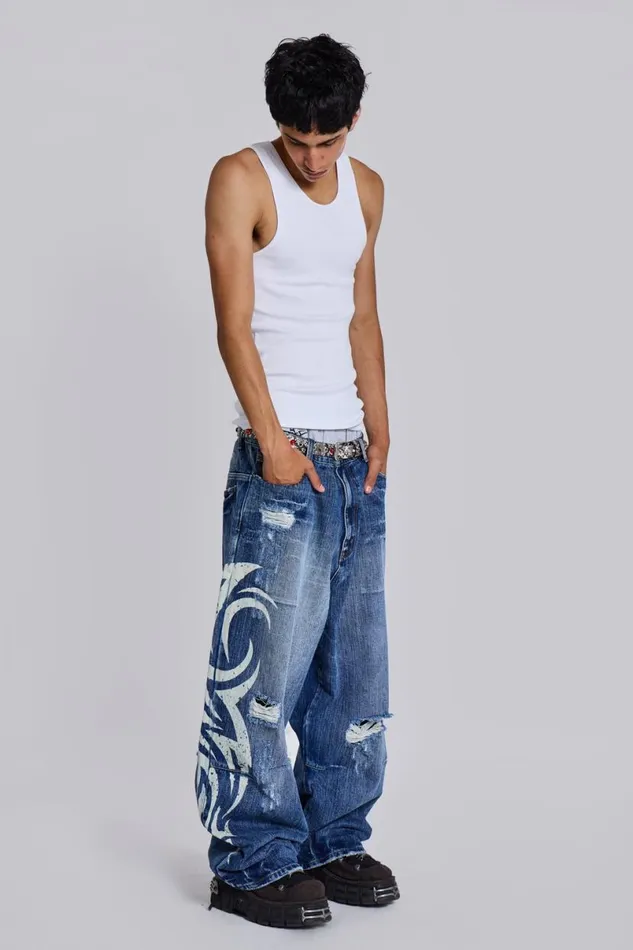 Jaded London Colossus Jeans MenUnisex Light Wash Blade XL Colossus Jeans Blue