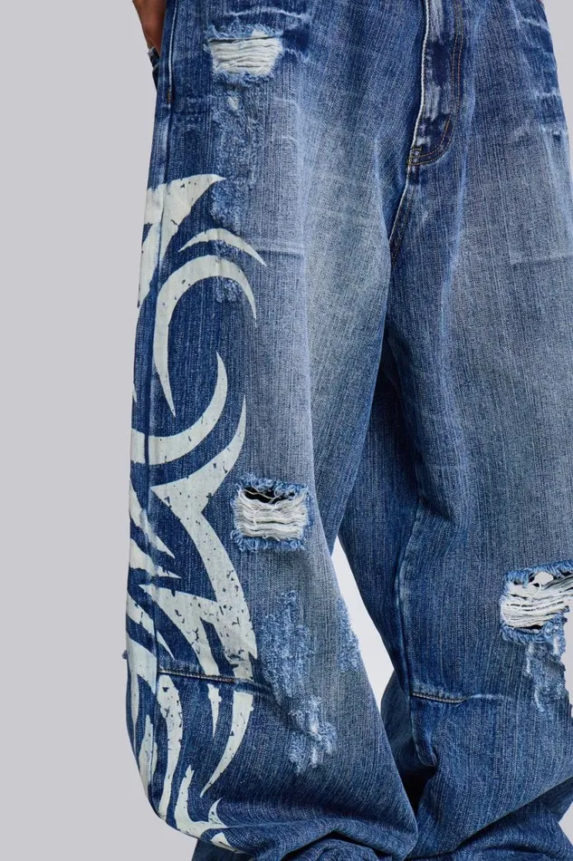 Jaded London Colossus Jeans MenUnisex Light Wash Blade XL Colossus Jeans Blue