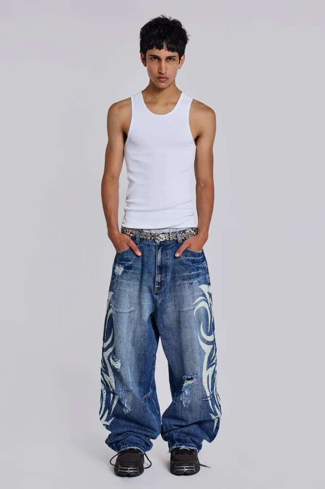 Jaded London Colossus Jeans MenUnisex Light Wash Blade XL Colossus Jeans Blue
