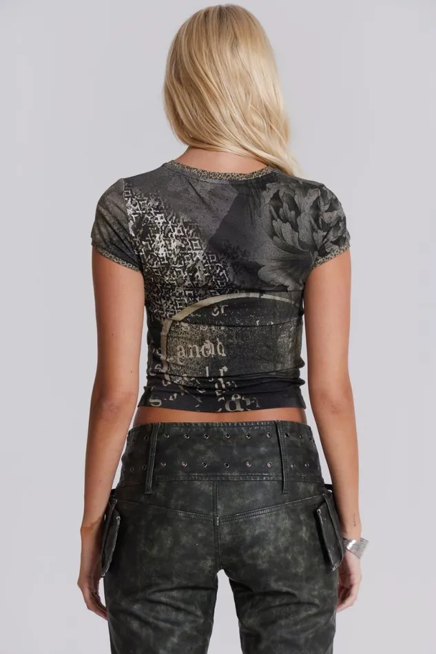 Jaded London Crop Tops Women Astor Baby Tee Black