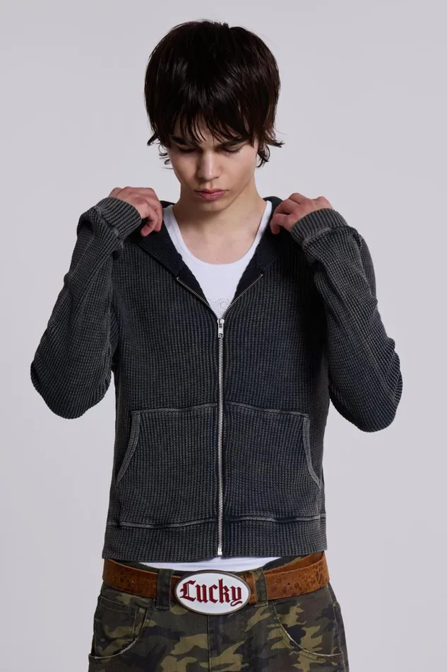 Jaded London Hoodies and Sweatshirts Women 99 Waffle Hoodie Grey