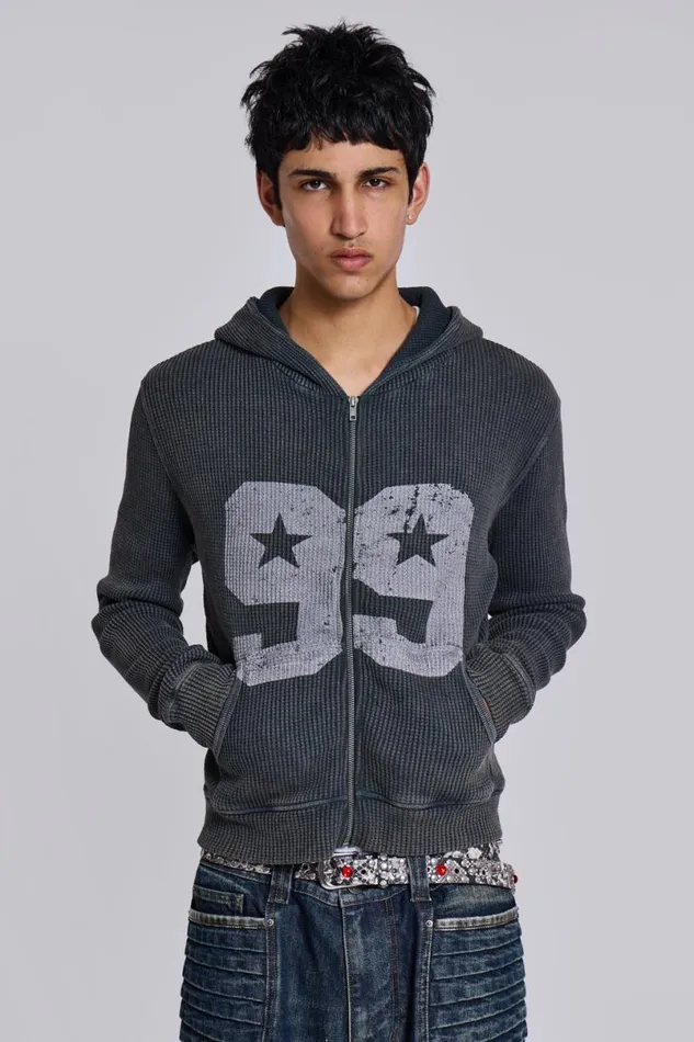 Jaded London Hoodies and Sweatshirts Women 99 Waffle Hoodie Grey