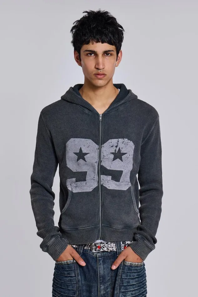 Jaded London Hoodies and Sweatshirts Women 99 Waffle Hoodie Grey
