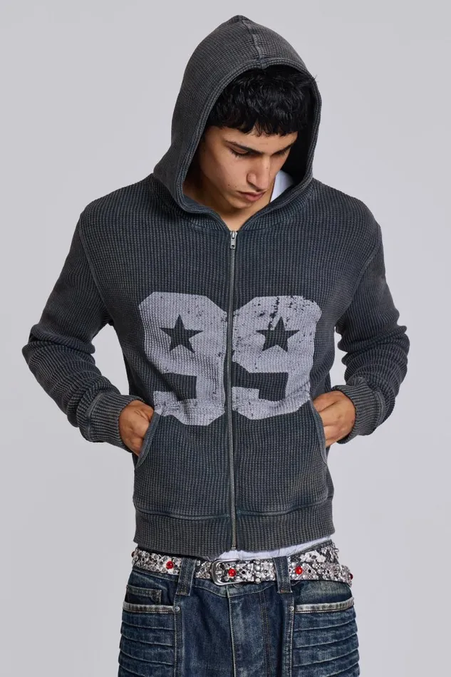 Jaded London Hoodies and Sweatshirts Women 99 Waffle Hoodie Grey