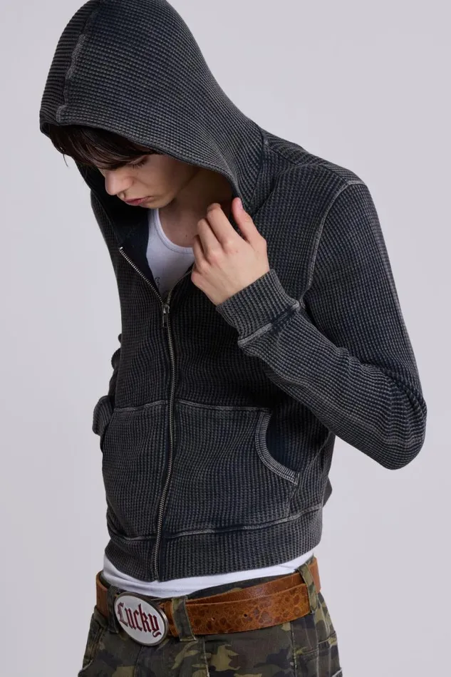 Jaded London Hoodies and Sweatshirts Women 99 Waffle Hoodie Grey