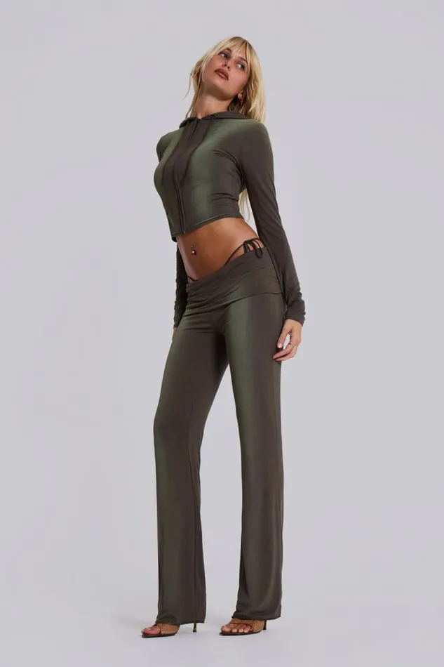 Jaded London Hoodies and Sweatshirts Women Tacha Zip Through Ombr Crop Hoodie Green