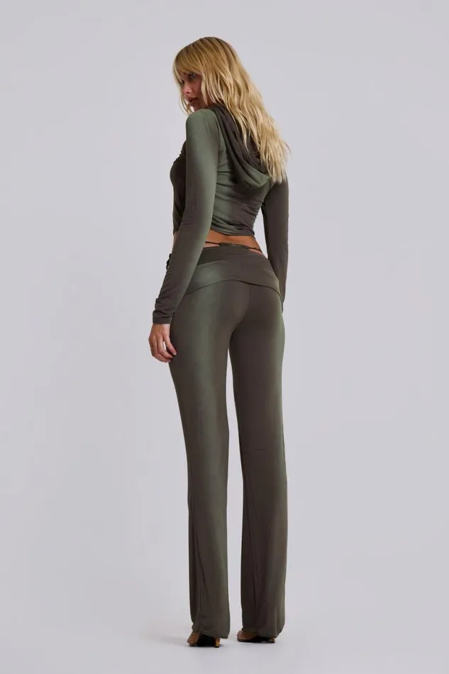 Jaded London Hoodies and Sweatshirts Women Tacha Zip Through Ombr Crop Hoodie Green