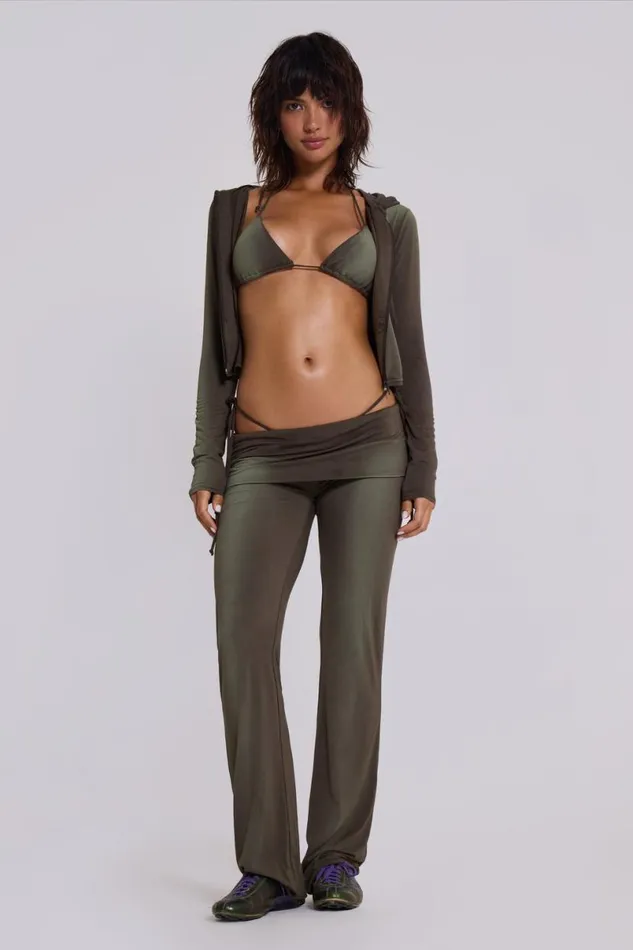 Jaded London Hoodies and Sweatshirts Women Tacha Zip Through Ombr Crop Hoodie Green