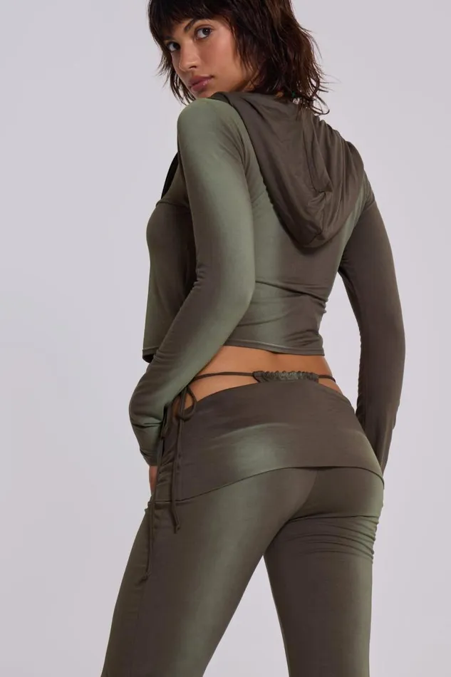 Jaded London Hoodies and Sweatshirts Women Tacha Zip Through Ombr Crop Hoodie Green