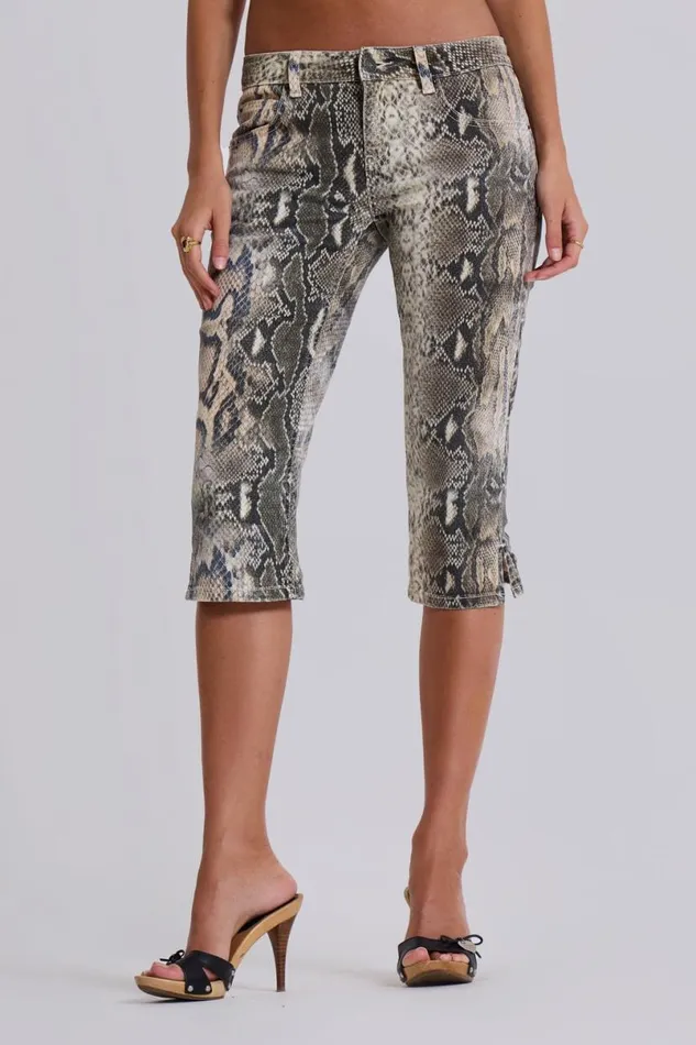 Jaded London Jeans Women Dovimo Snakeskin Capri Jeans Snake
