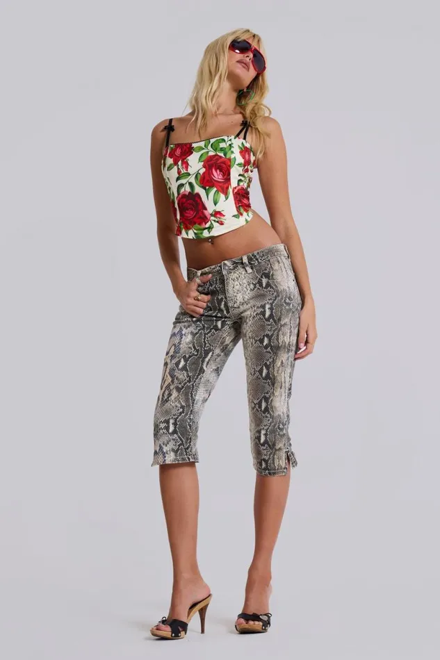 Jaded London Jeans Women Dovimo Snakeskin Capri Jeans Snake