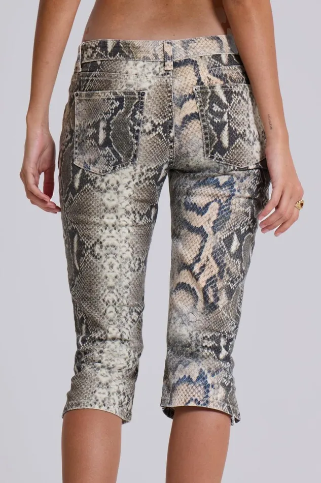 Jaded London Jeans Women Dovimo Snakeskin Capri Jeans Snake
