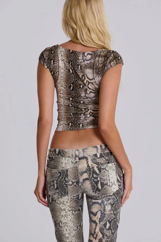 Jaded London Jeans Women Dovimo Snakeskin Capri Jeans Snake