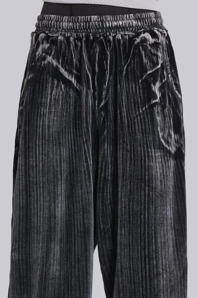 Jaded London Joggers and Sweatpants Men Crease Velour Baggy Monster Joggers Grey