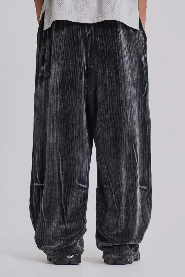 Jaded London Joggers and Sweatpants Men Crease Velour Baggy Monster Joggers Grey