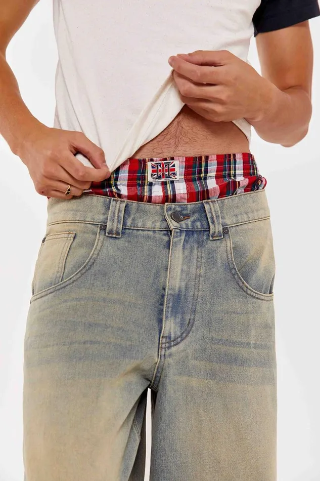 Jaded London Jorts and Shorts Men Multi Tartan Boxer Short Red