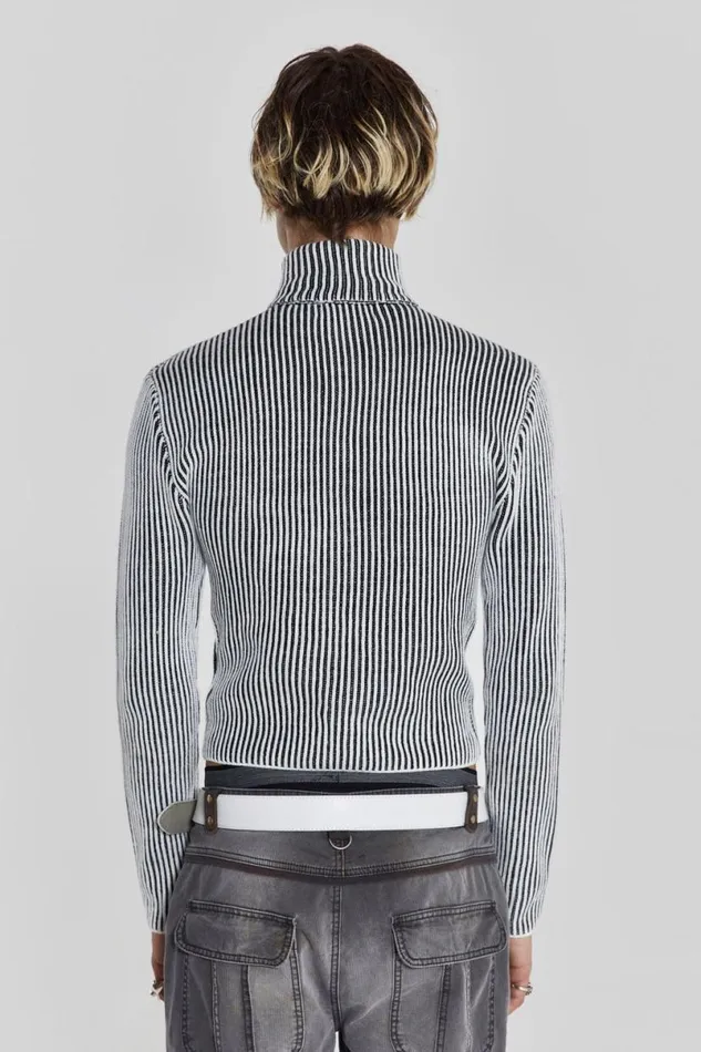 Jaded London Knitwear Men Shadow White Lucid Knit Track Top Grey
