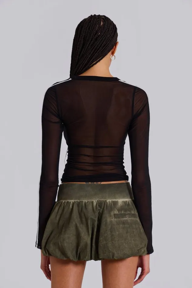 Jaded London Long Sleeve Tops Women 3S A Crowd Diamante Mesh Top Black