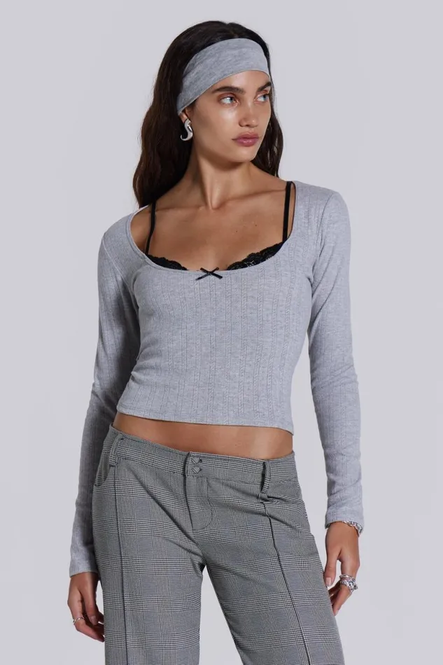 Jaded London Long Sleeve Tops Women Anna Bra Long Sleeve Top Grey