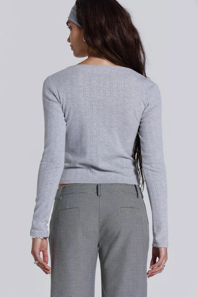 Jaded London Long Sleeve Tops Women Anna Bra Long Sleeve Top Grey