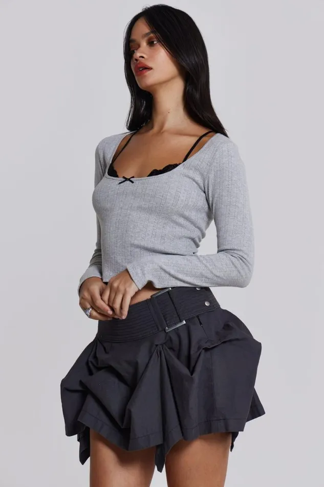 Jaded London Long Sleeve Tops Women Anna Bra Long Sleeve Top Grey