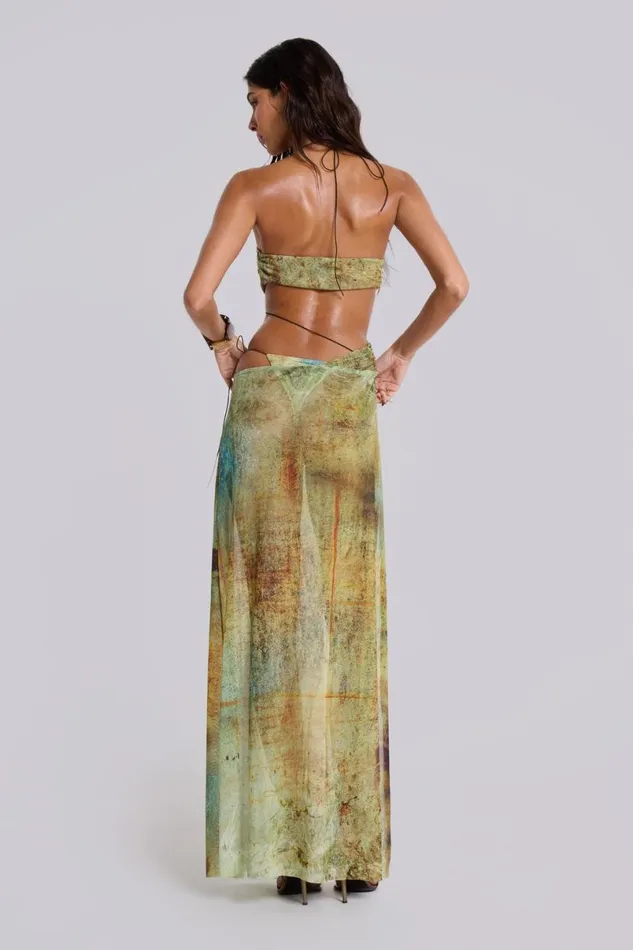 Jaded London Maxi Dresses Women Cantha Asymmetric Cut Out Maxi Dress In Lagoon Multi