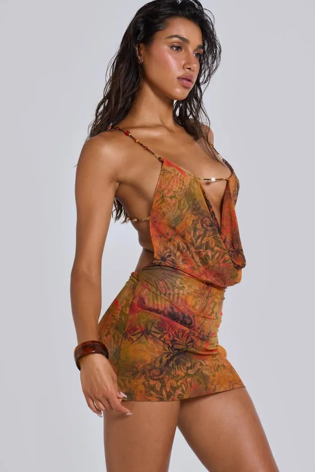 Jaded London Mini Dresses Women Hina Backless Mini Dress With Beaded Trims Multi