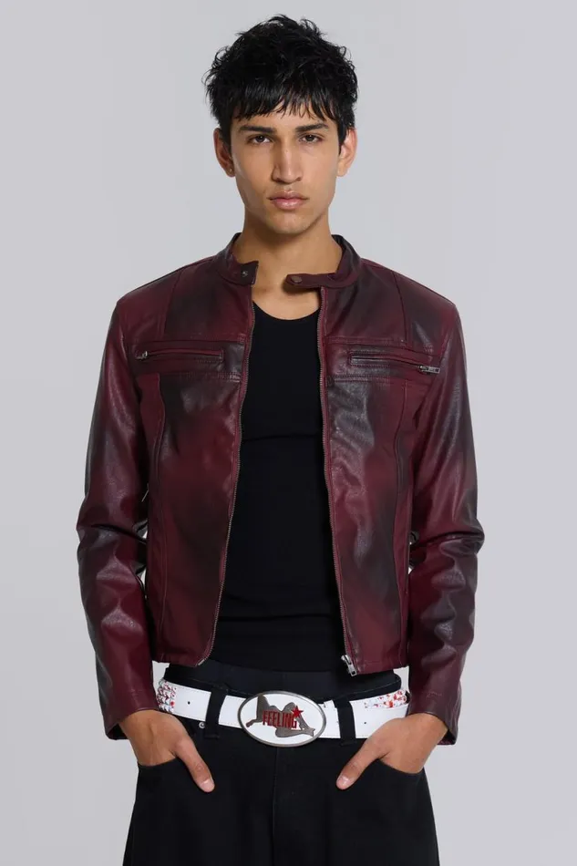 Jaded London Outerwear Men Oxblood Piston Jacket Red