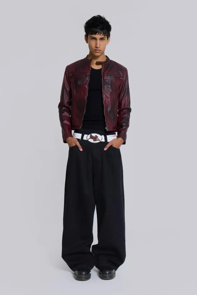 Jaded London Outerwear Men Oxblood Piston Jacket Red
