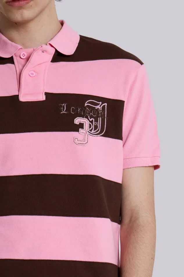 Jaded London Polos Men Pink Frat Polo Shirt Multi