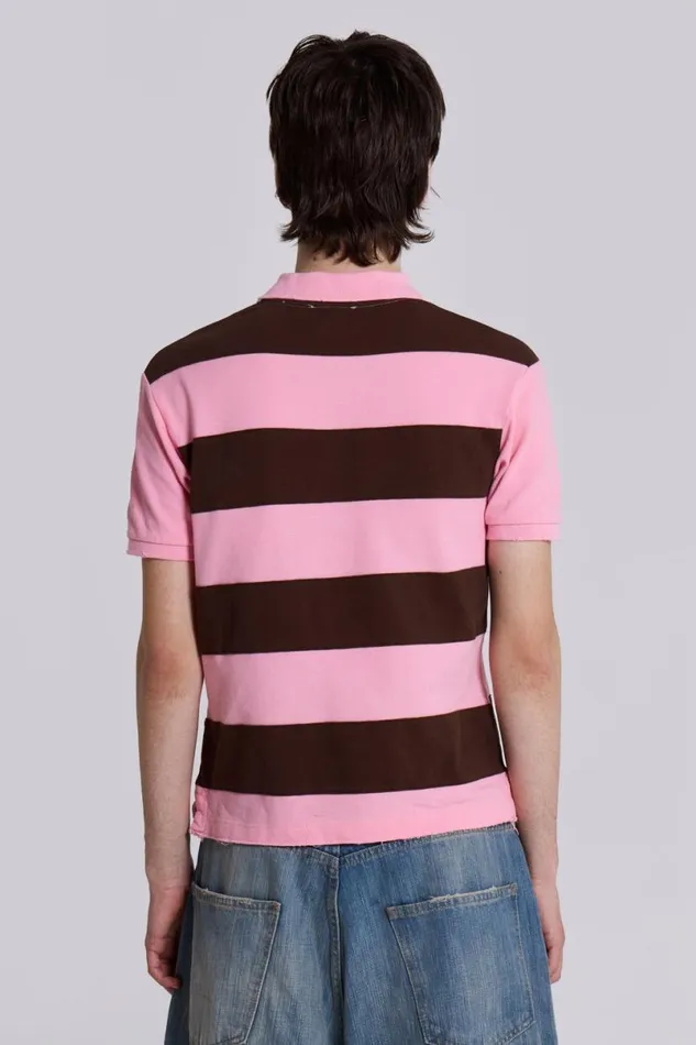 Jaded London Polos Men Pink Frat Polo Shirt Multi