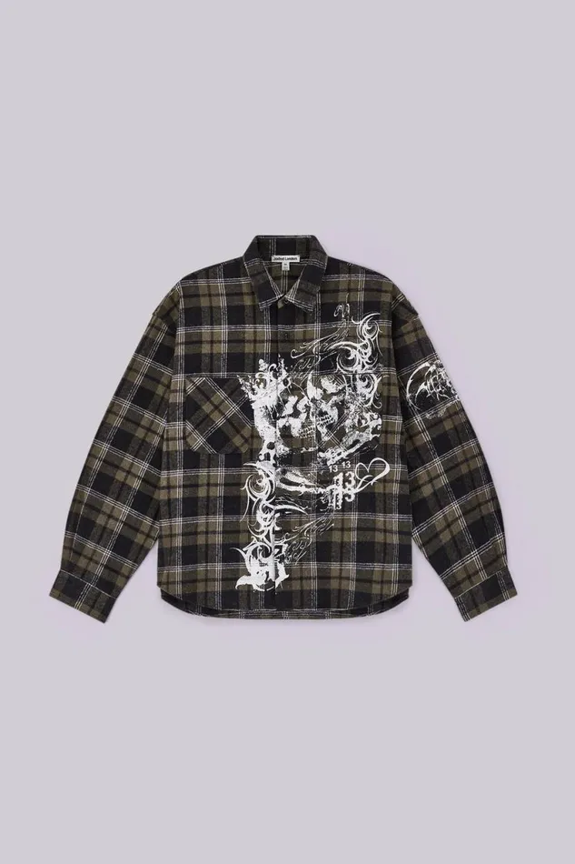 Jaded London Shirts MenUnisex Seized Flannel Shirt Multi