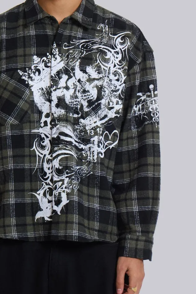 Jaded London Shirts MenUnisex Seized Flannel Shirt Multi