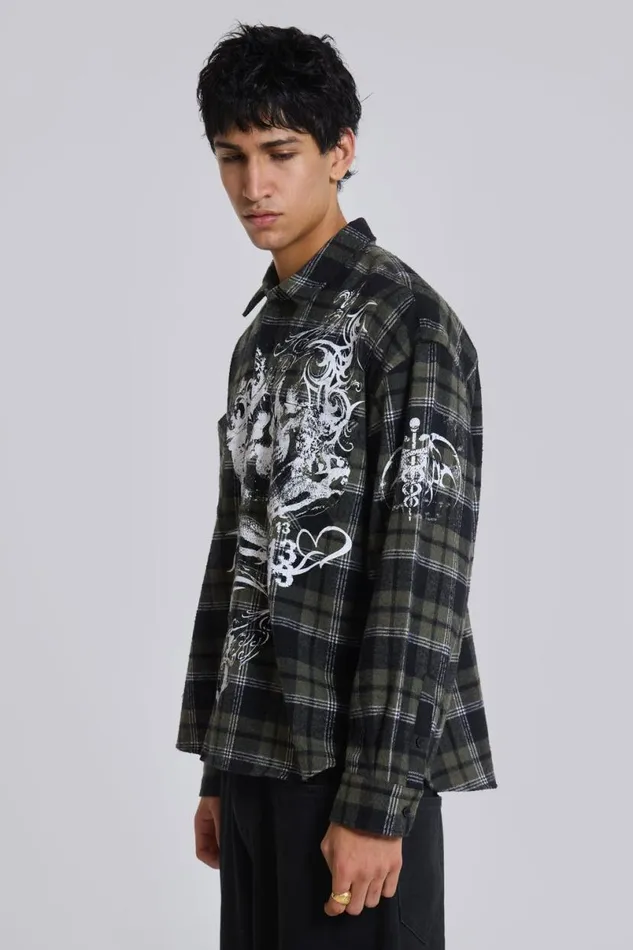 Jaded London Shirts MenUnisex Seized Flannel Shirt Multi