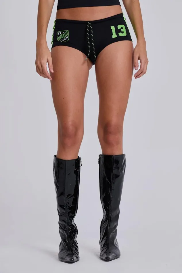 Jaded London Shorts and Jorts Women Black No13 Football Mini Shorts Blackneon