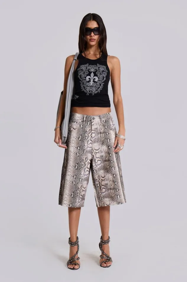 Jaded London Shorts and Jorts Women Boa Snake Print Colossus Jorts Multi