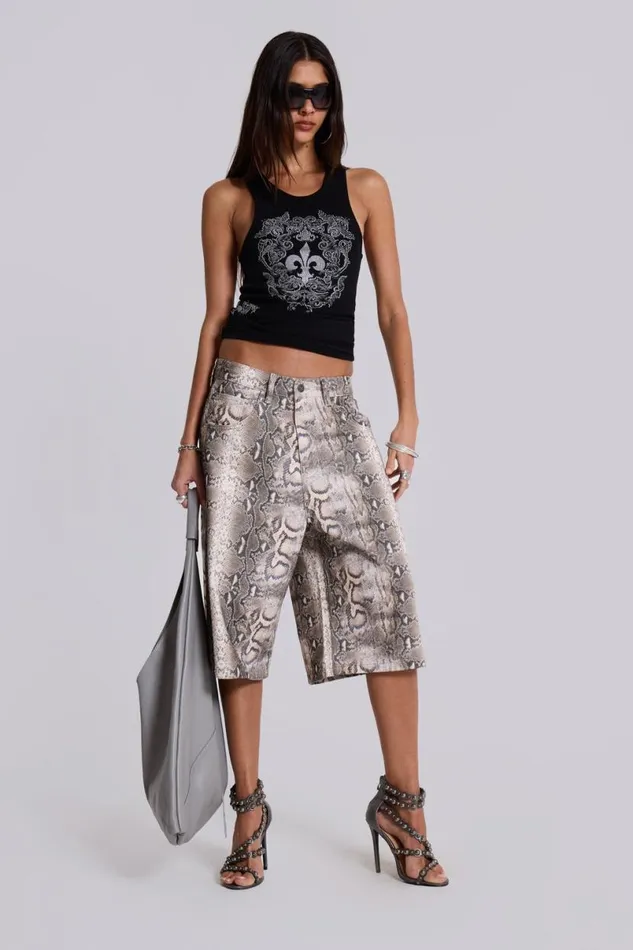Jaded London Shorts and Jorts Women Boa Snake Print Colossus Jorts Multi