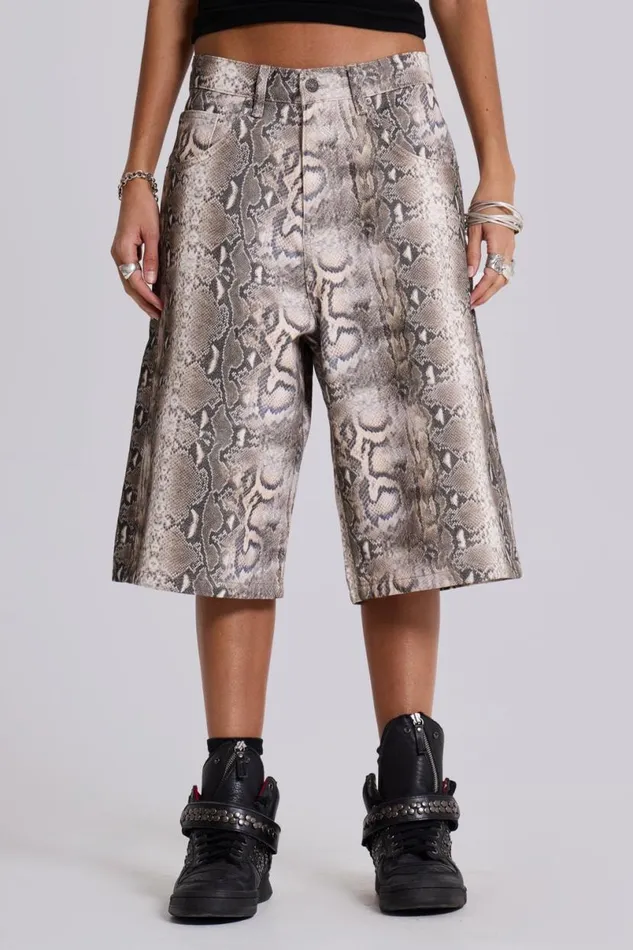 Jaded London Shorts and Jorts Women Boa Snake Print Colossus Jorts Multi