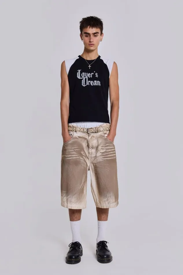 Jaded London Shorts and Jorts Women Sand Oil Wash Colossus Jorts Oil Wash
