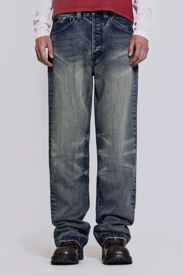 Jaded London SlimStraight Jeans Men Light Wash Scott Jeans Blue