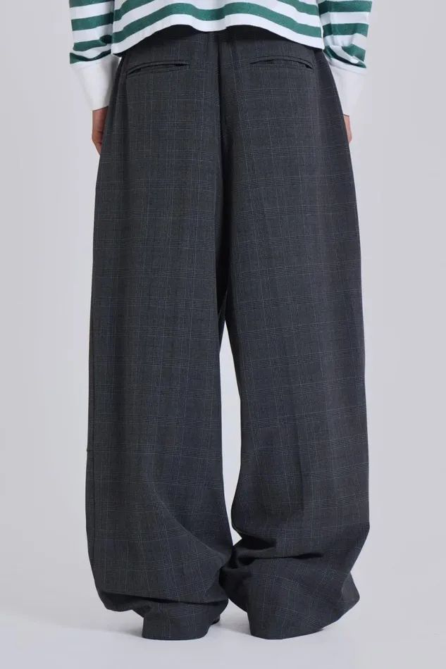Jaded London Suit Trousers MenUnisex Grey Check Goliath Suit Trousers Grey