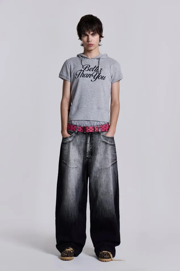 Jaded London TShirts and Vests Men Ego Hooded Tee Grey