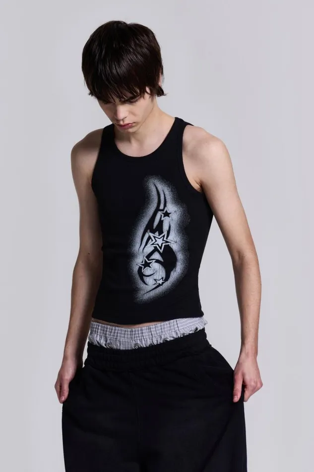 Jaded London TShirts and Vests Men Shooting Star Tank Black