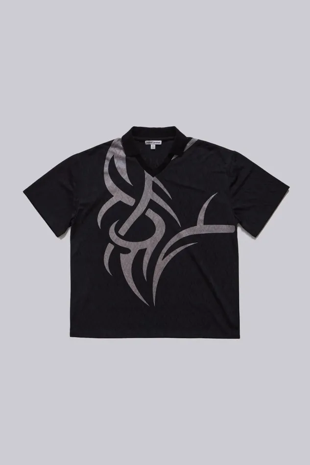 Jaded London TShirts and Vests Men Tattoo Football Polo Shirt Black