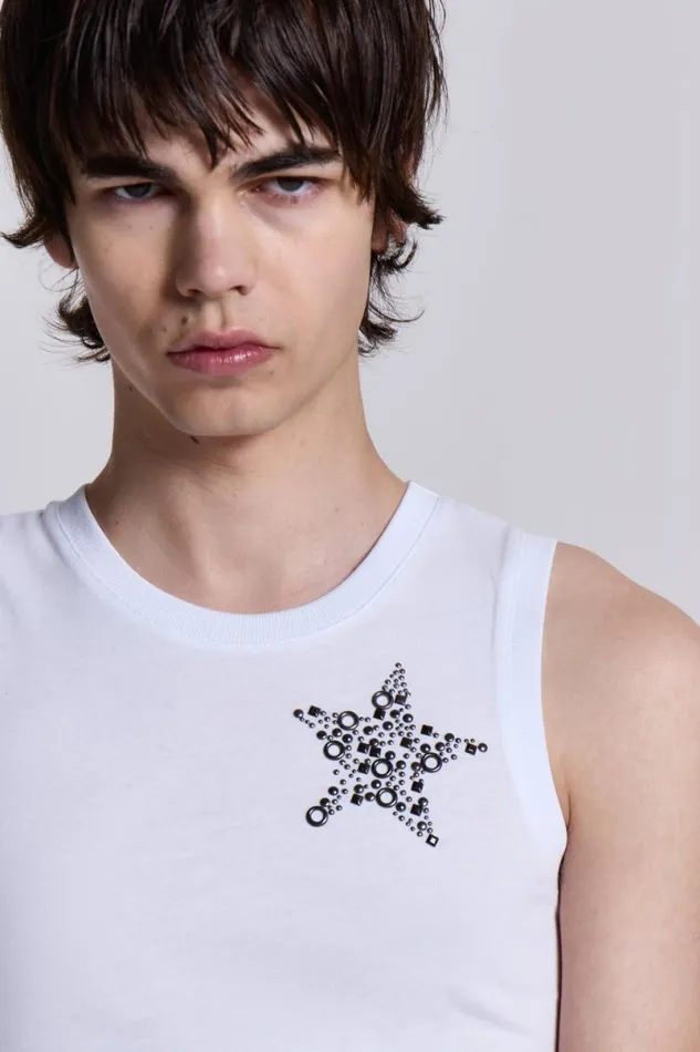 Jaded London TShirts and Vests Men White Cosmo Vest White