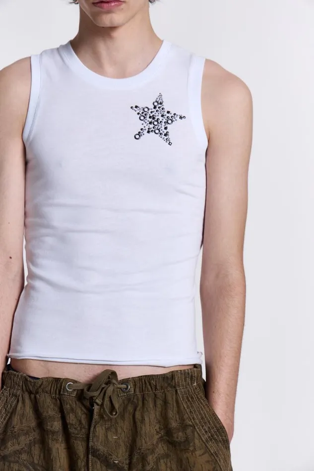 Jaded London TShirts and Vests Men White Cosmo Vest White