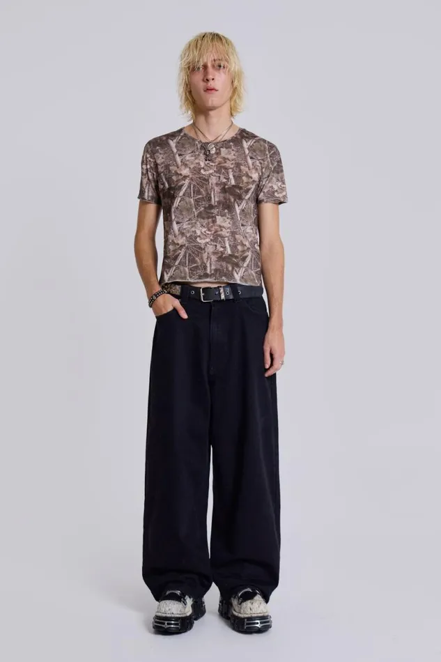 Jaded London TShirts and Vests Men Woodland Shrunken Tee Green