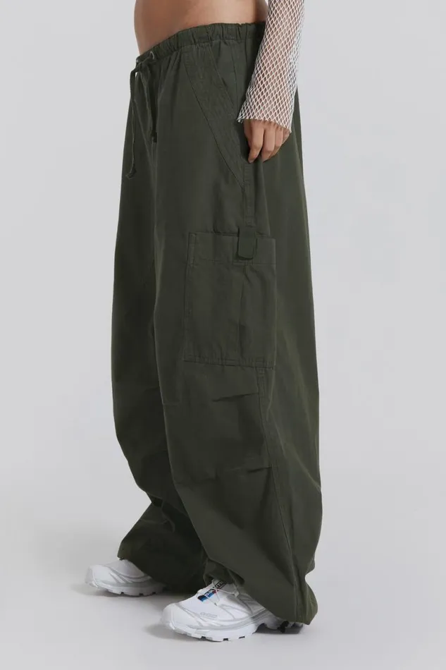 Jaded London Trousers and Pants Women Khaki Parachute Cargo Pants Khaki
