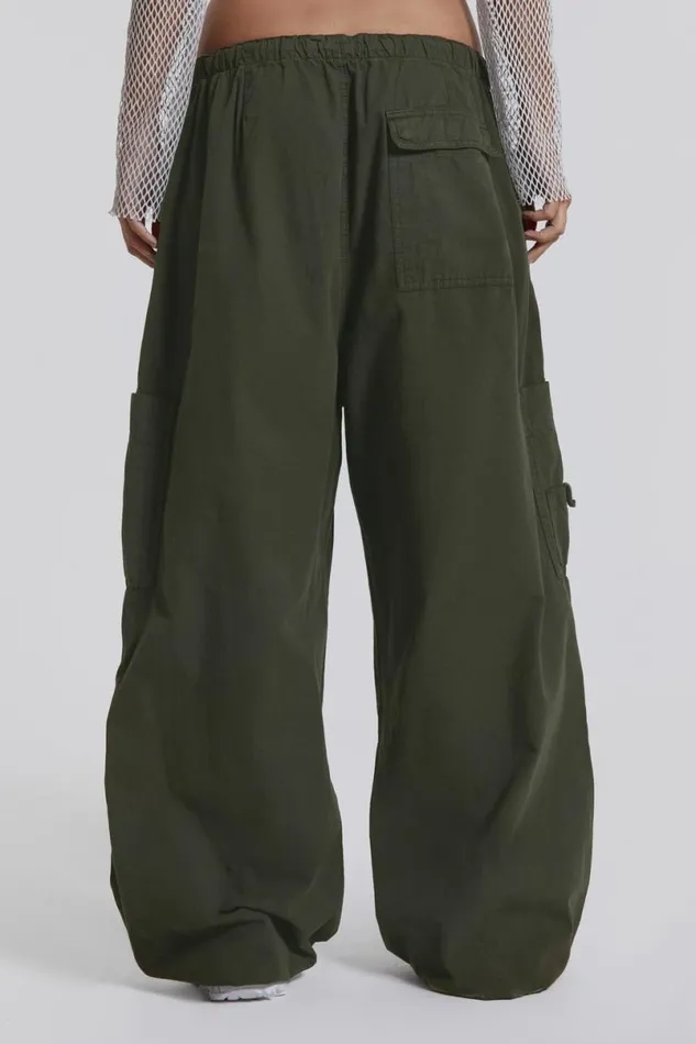 Jaded London Trousers and Pants Women Khaki Parachute Cargo Pants Khaki