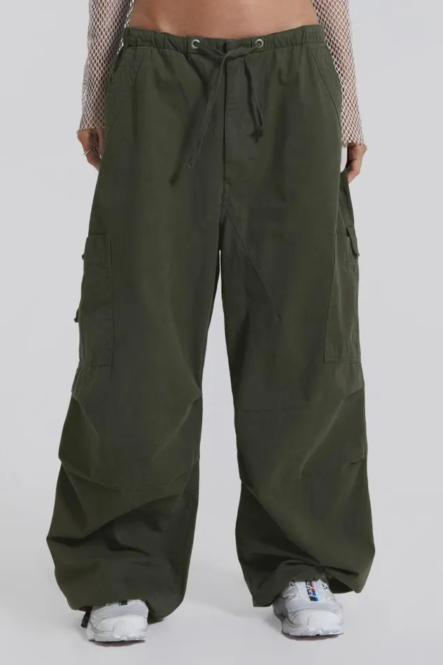 Jaded London Trousers and Pants Women Khaki Parachute Cargo Pants Khaki